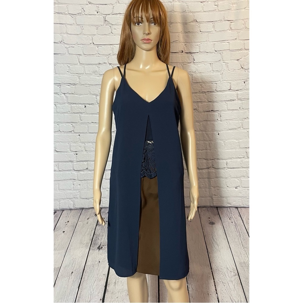 Haute Monde Navy Layered Straps Tunic Size M